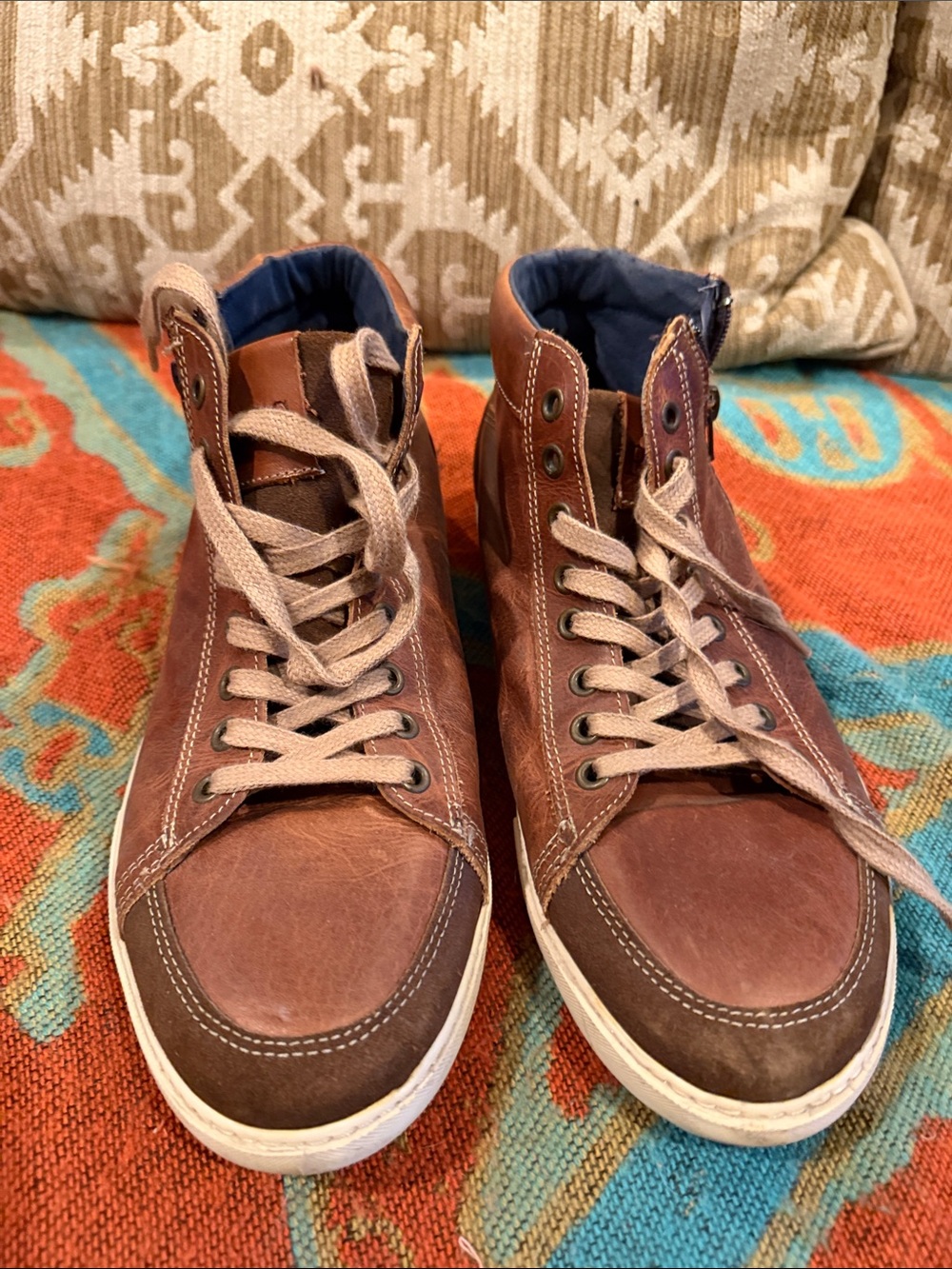 Men's Brown Leather High-Top Sneakers